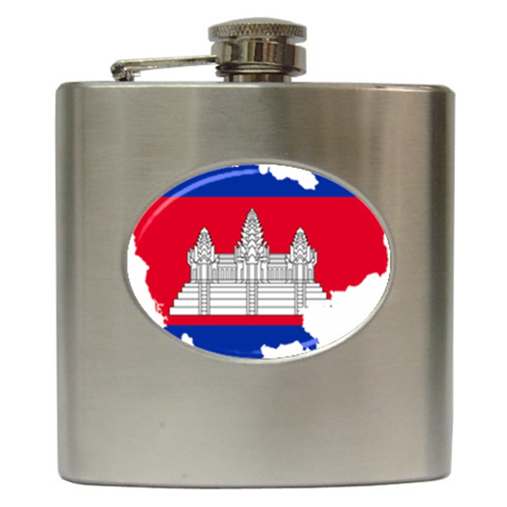 Flag Map of Cambodia Hip Flask (6 oz)