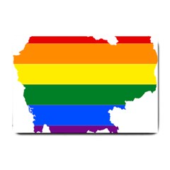 Lgbt Flag Map Of Cambodia Small Doormat  by abbeyz71