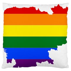 Lgbt Flag Map Of Cambodia Large Flano Cushion Case (one Side) by abbeyz71