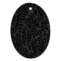 Autumn Leaves Black Oval Ornament (Two Sides)