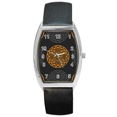 Background Design Pattern Tile Barrel Style Metal Watch