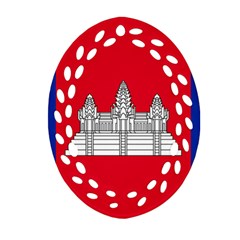 Vertical Display Of National Flag Of Cambodia Oval Filigree Ornament (two Sides) by abbeyz71