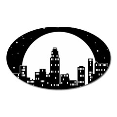 City Night Moon Star Oval Magnet by HermanTelo