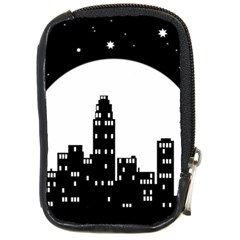 City Night Moon Star Compact Camera Leather Case by HermanTelo