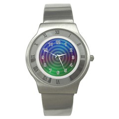 Blue Green Abstract Background Stainless Steel Watch by HermanTelo