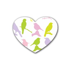 Birds Colourful Background Rubber Coaster (heart)  by HermanTelo