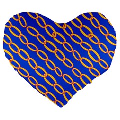 Blue Abstract Links Background Large 19  Premium Flano Heart Shape Cushions
