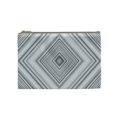 Black White Grey Pinstripes Angles Cosmetic Bag (medium) by HermanTelo