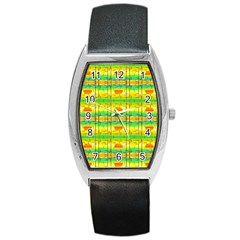 Birds Beach Sun Abstract Pattern Barrel Style Metal Watch by HermanTelo