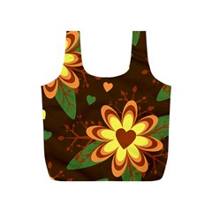 Floral Hearts Brown Green Retro Full Print Recycle Bag (s)