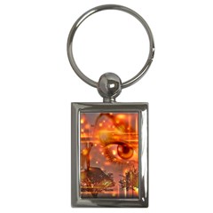 Eye Butterfly Evening Sky Key Chain (rectangle) by HermanTelo