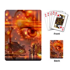 Eye Butterfly Evening Sky Playing Cards Single Design by HermanTelo