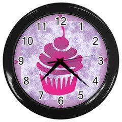 Cupcake Food Purple Dessert Baked Wall Clock (Black)