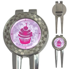 Cupcake Food Purple Dessert Baked 3-in-1 Golf Divots