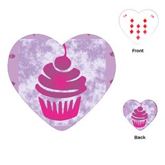 Cupcake Food Purple Dessert Baked Playing Cards (Heart)