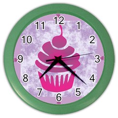 Cupcake Food Purple Dessert Baked Color Wall Clock