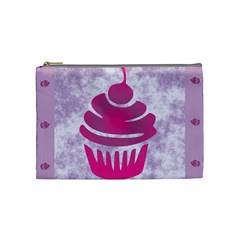 Cupcake Food Purple Dessert Baked Cosmetic Bag (Medium)