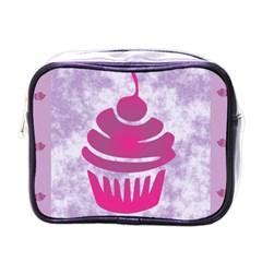 Cupcake Food Purple Dessert Baked Mini Toiletries Bag (One Side)