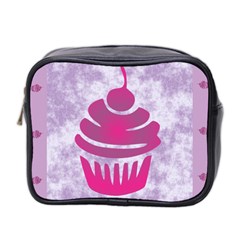 Cupcake Food Purple Dessert Baked Mini Toiletries Bag (Two Sides)