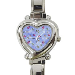 Ladybug Blue Nature Heart Italian Charm Watch by HermanTelo