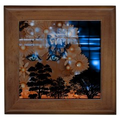 Landscape Woman Magic Evening Framed Tiles