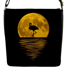 Moon Reflection Flamenco Animal Flap Closure Messenger Bag (s) by HermanTelo