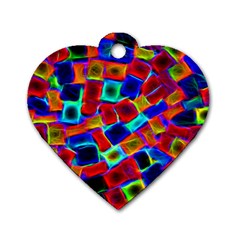 Neon Glow Glowing Light Design Dog Tag Heart (two Sides) by HermanTelo