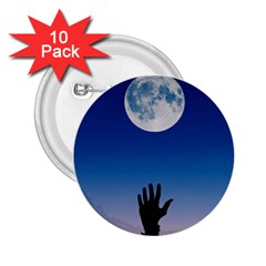 Moon Sky Blue Hand Arm Night 2 25  Buttons (10 Pack)  by HermanTelo
