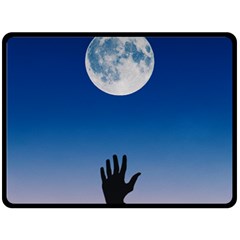 Moon Sky Blue Hand Arm Night Double Sided Fleece Blanket (large)  by HermanTelo