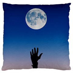 Moon Sky Blue Hand Arm Night Large Flano Cushion Case (two Sides)