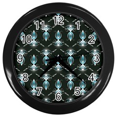 Seamless Pattern Background Black Wall Clock (black) by HermanTelo