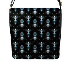 Seamless Pattern Background Black Flap Closure Messenger Bag (L)