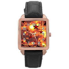 Star Radio Light Effects Magic Rose Gold Leather Watch 