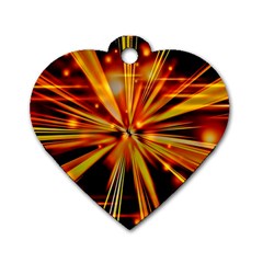 Zoom Effect Explosion Fire Sparks Dog Tag Heart (two Sides) by HermanTelo