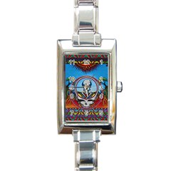 Grateful Dead Wallpapers Rectangle Italian Charm Watch by Sapixe