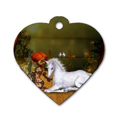 Cute Fairy With Unicorn Foal Dog Tag Heart (two Sides)