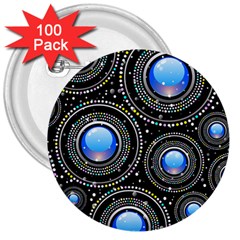 Abstract Glossy Blue 3  Buttons (100 Pack)  by HermanTelo