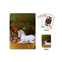 Cute Fairy With Unicorn Foal Playing Cards (mini) by FantasyWorld7