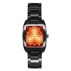 Abstract Orange Triangle Stainless Steel Barrel Watch