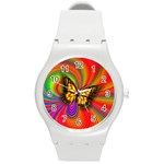 Arrangement Butterfly Round Plastic Sport Watch (M) Front