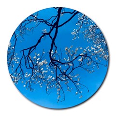 The Beauty Of Life- Cherry Blossom Tree Round Mousepads by WensdaiAmbrose