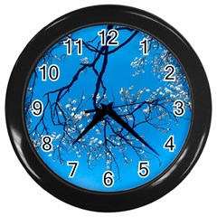 The Beauty Of Life- Cherry Blossom Tree Wall Clock (black) by WensdaiAmbrose
