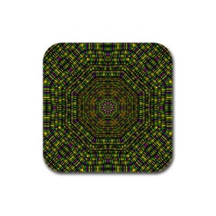 Peace Flower Planet And Calm Fire Rubber Square Coaster (4 pack) 