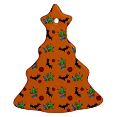 Halloween Witch Pattern Orange Ornament (christmas Tree)  by snowwhitegirl