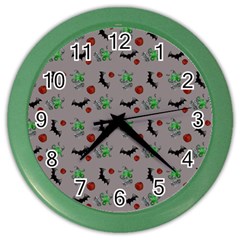 Halloween Witch Pattern Grey Color Wall Clock