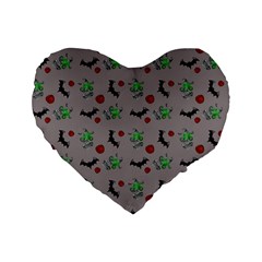 Halloween Witch Pattern Grey Standard 16  Premium Heart Shape Cushions by snowwhitegirl