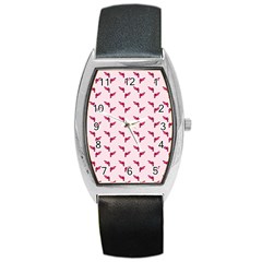 Pink Parrot Pattern Barrel Style Metal Watch by snowwhitegirl