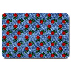 Blue Denim And Roses Large Doormat 