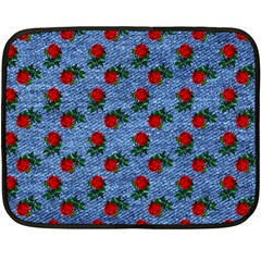 Blue Denim And Roses Fleece Blanket (mini)