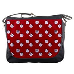 Lazy Bat One Red Pattern Messenger Bag by snowwhitegirl